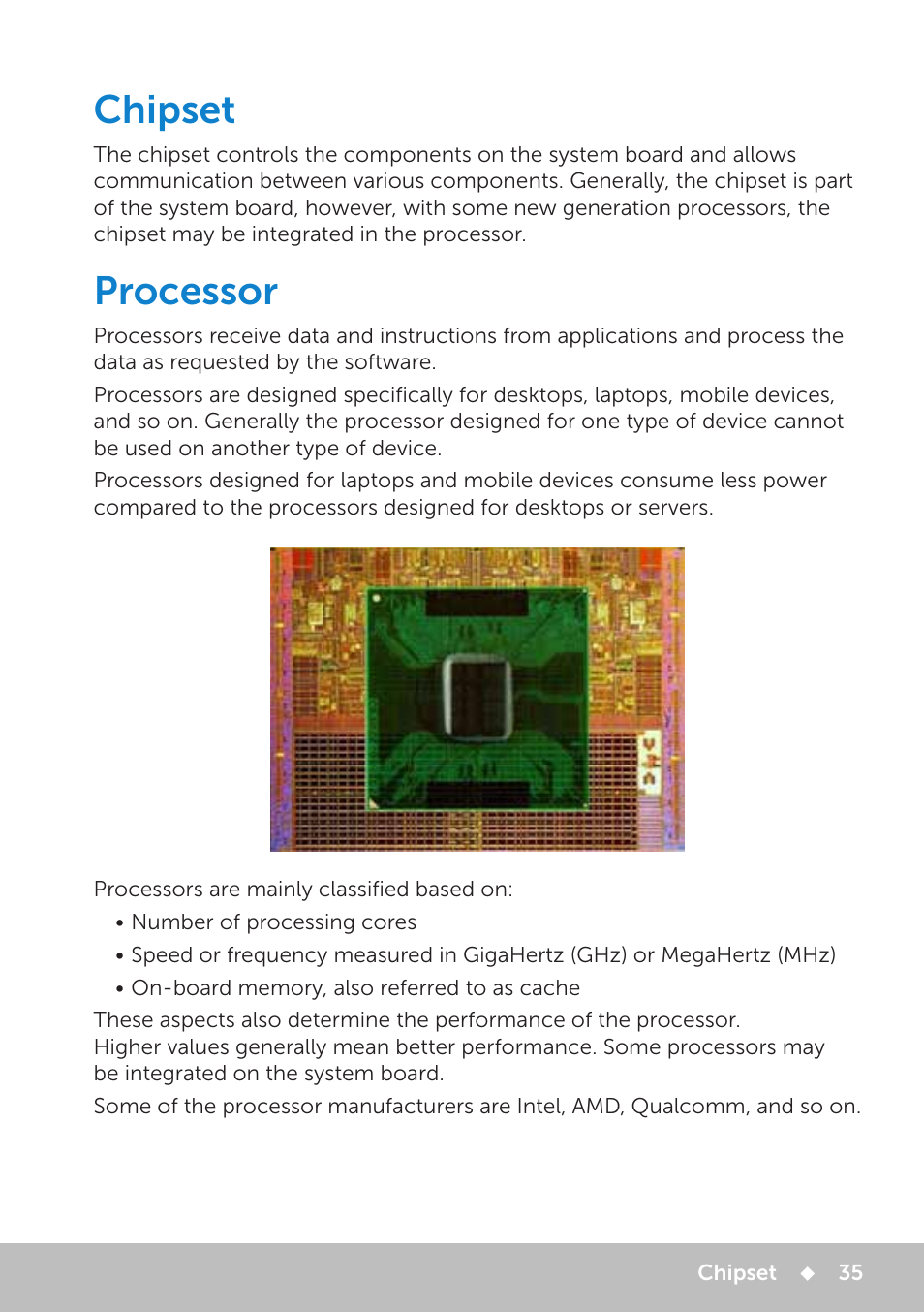 Chipset, Processor, Chipset 35 processor 35 | Dell Inspiron 11 3148 User Manual | Page 35 / 102