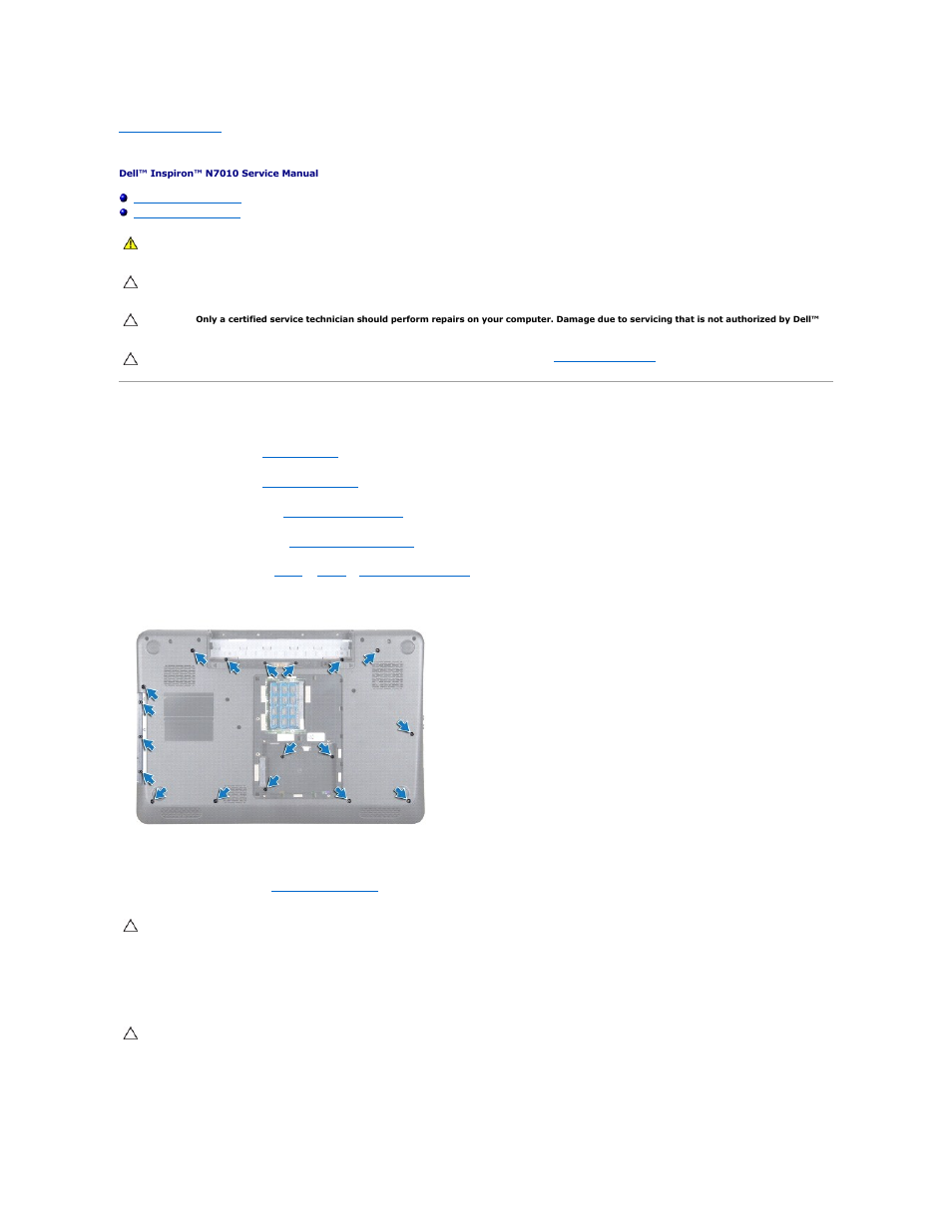 Palm rest, Removing the palm rest | Dell Inspiron 17 (N7010, Mid 2010) User Manual | Page 49 / 63