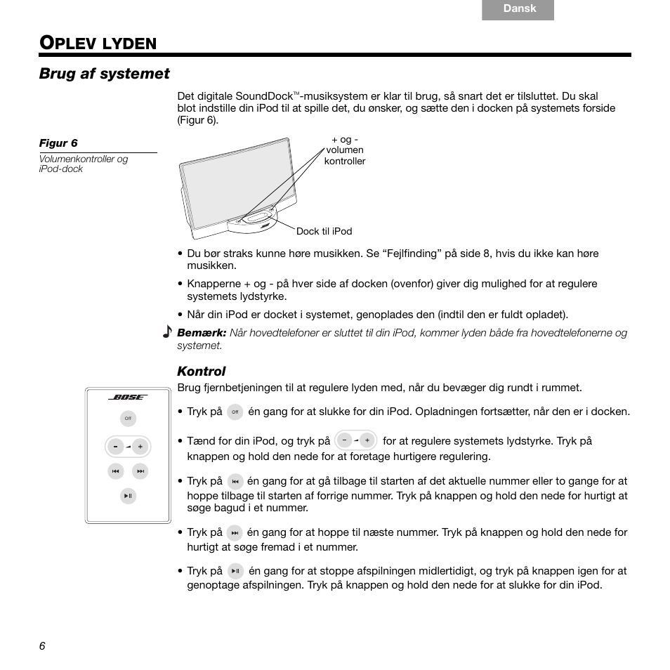 Plev, Lyden, Brug af systemet | Bose 336 User Manual | Page 16 / 72