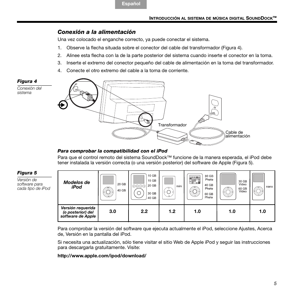 Conexión a la alimentación | Bose 336 User Manual | Page 31 / 72