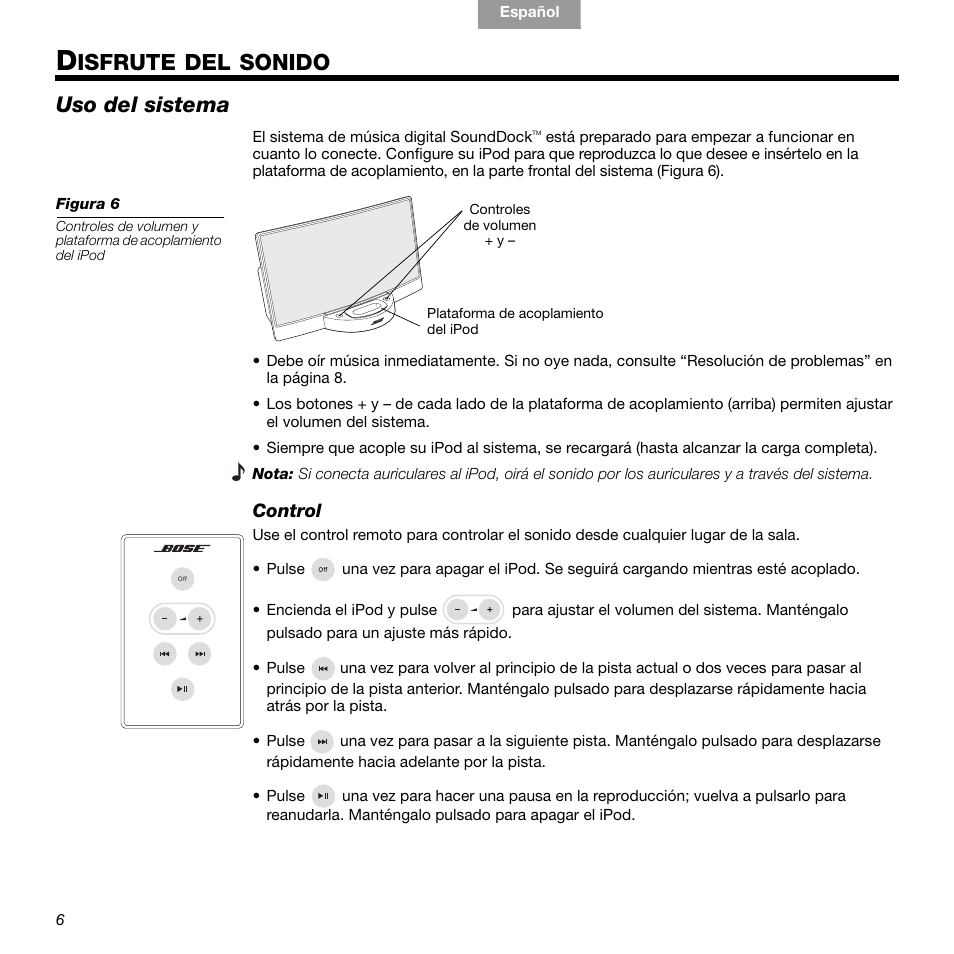 Isfrute, Sonido, Uso del sistema | Bose 336 User Manual | Page 32 / 72