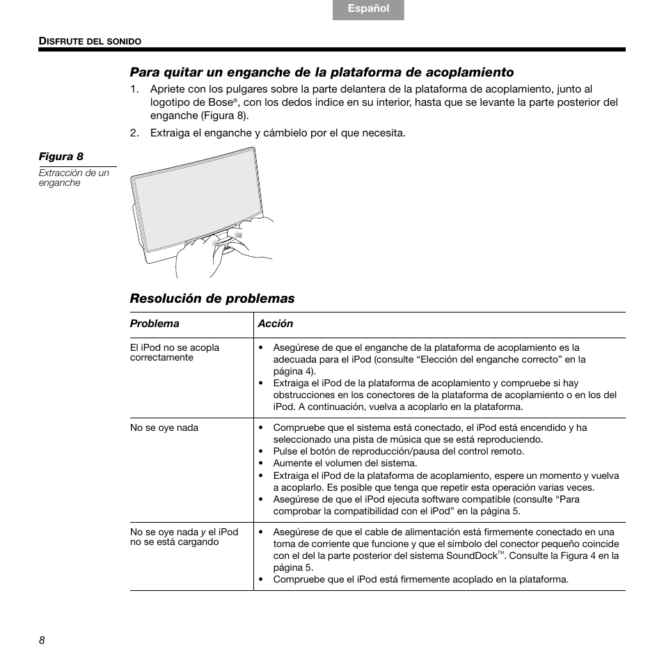Resolución de problemas | Bose 336 User Manual | Page 34 / 72