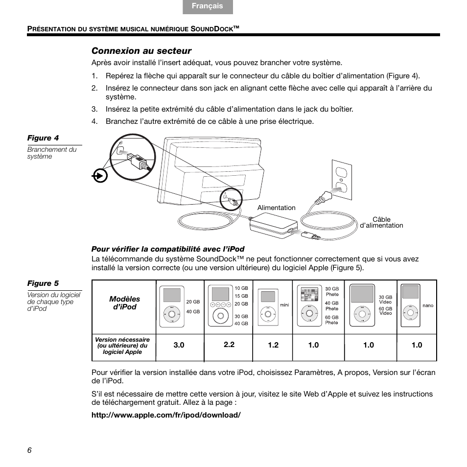 Connexion au secteur | Bose 336 User Manual | Page 40 / 72