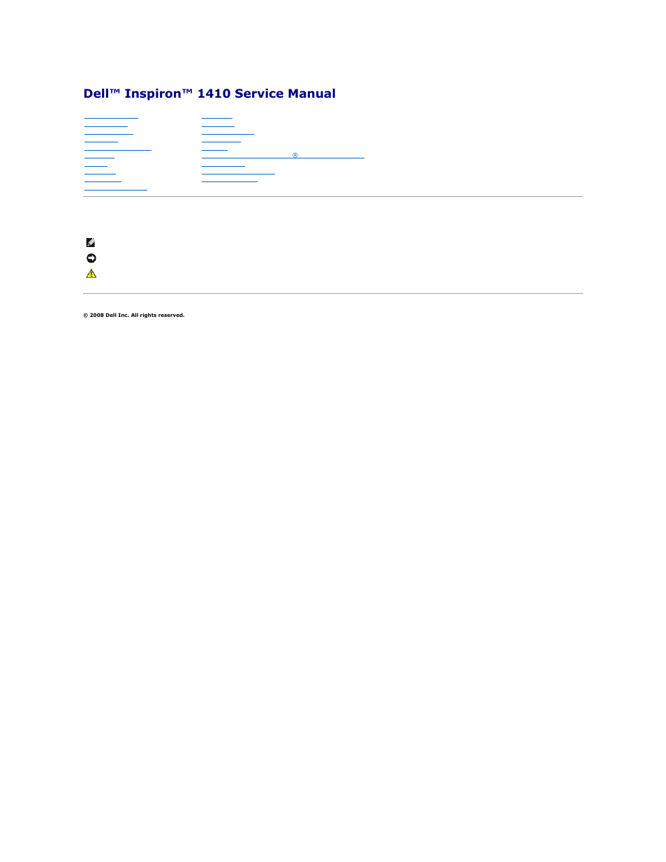 Dell Inspiron 1410 (Late 2008) User Manual | 35 pages