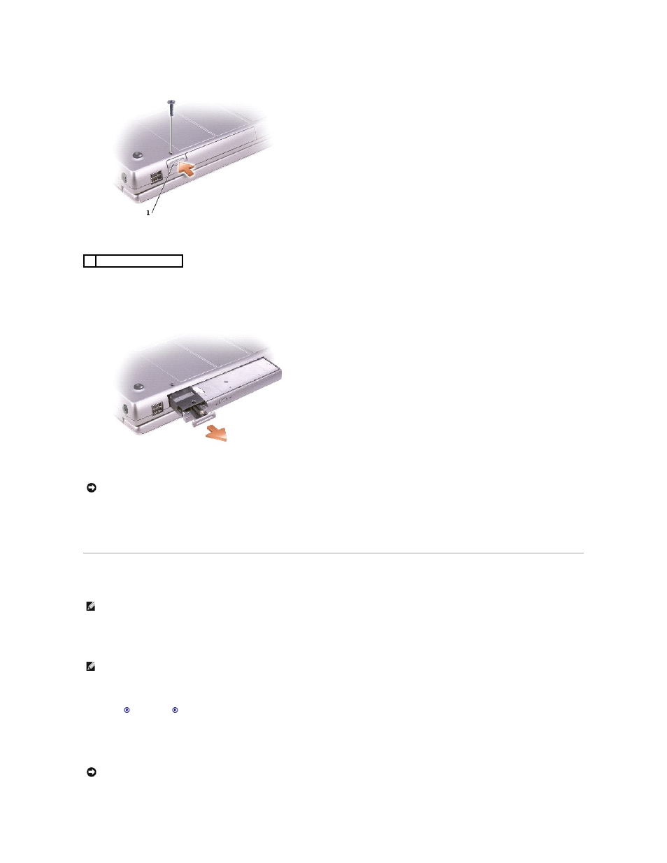 If the device screw is not installed, you can, If the device screw is not installed | Dell Precision M60 User Manual | Page 27 / 122
