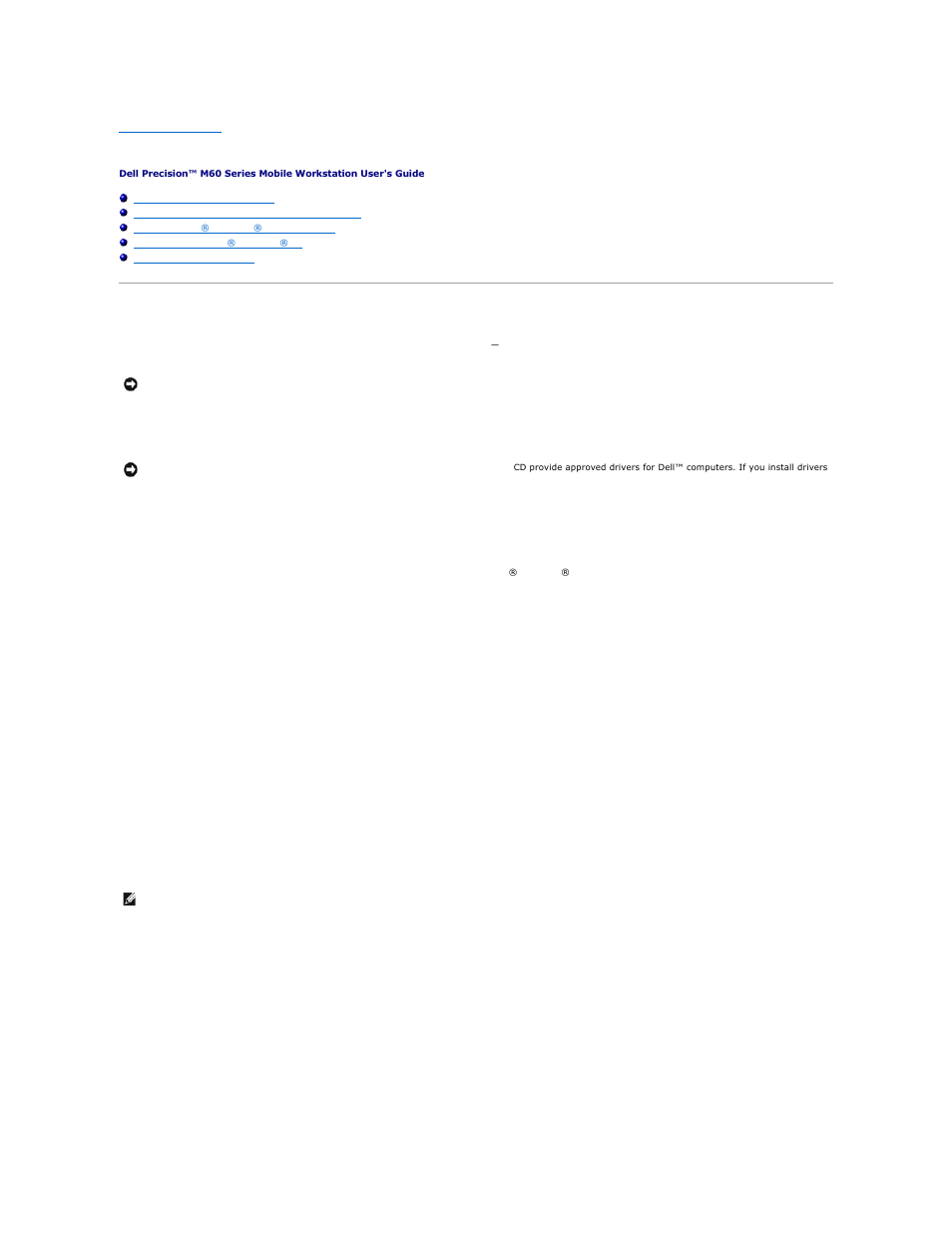 Reinstalling software, Reinstalling drivers and utilities, Manually reinstalling drivers for windows xp | Dell Precision M60 User Manual | Page 39 / 122