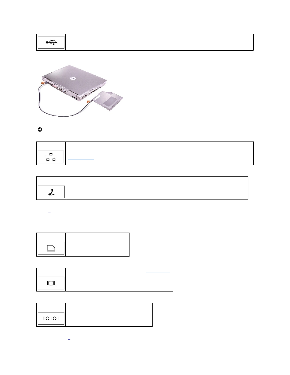 Parallel connector, Serial connector, Network connector (rj-45) | Video connector, Modem connector (rj-11) (optional), Ac adapter connector, Air vent | Dell Precision M60 User Manual | Page 8 / 122