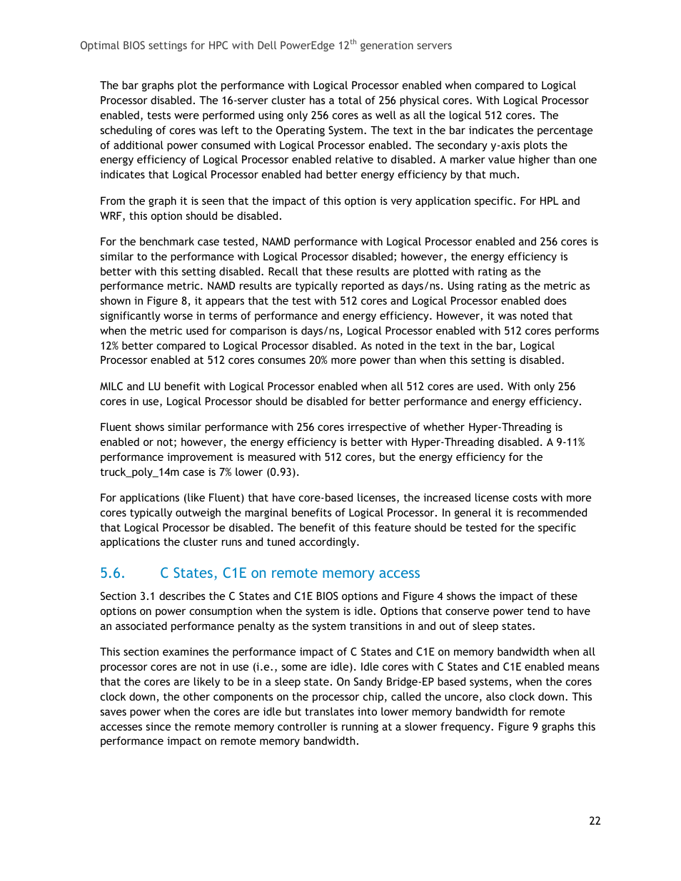 C states, c1e on remote memory access | Dell PowerEdge 1655MC User Manual | Page 22 / 32