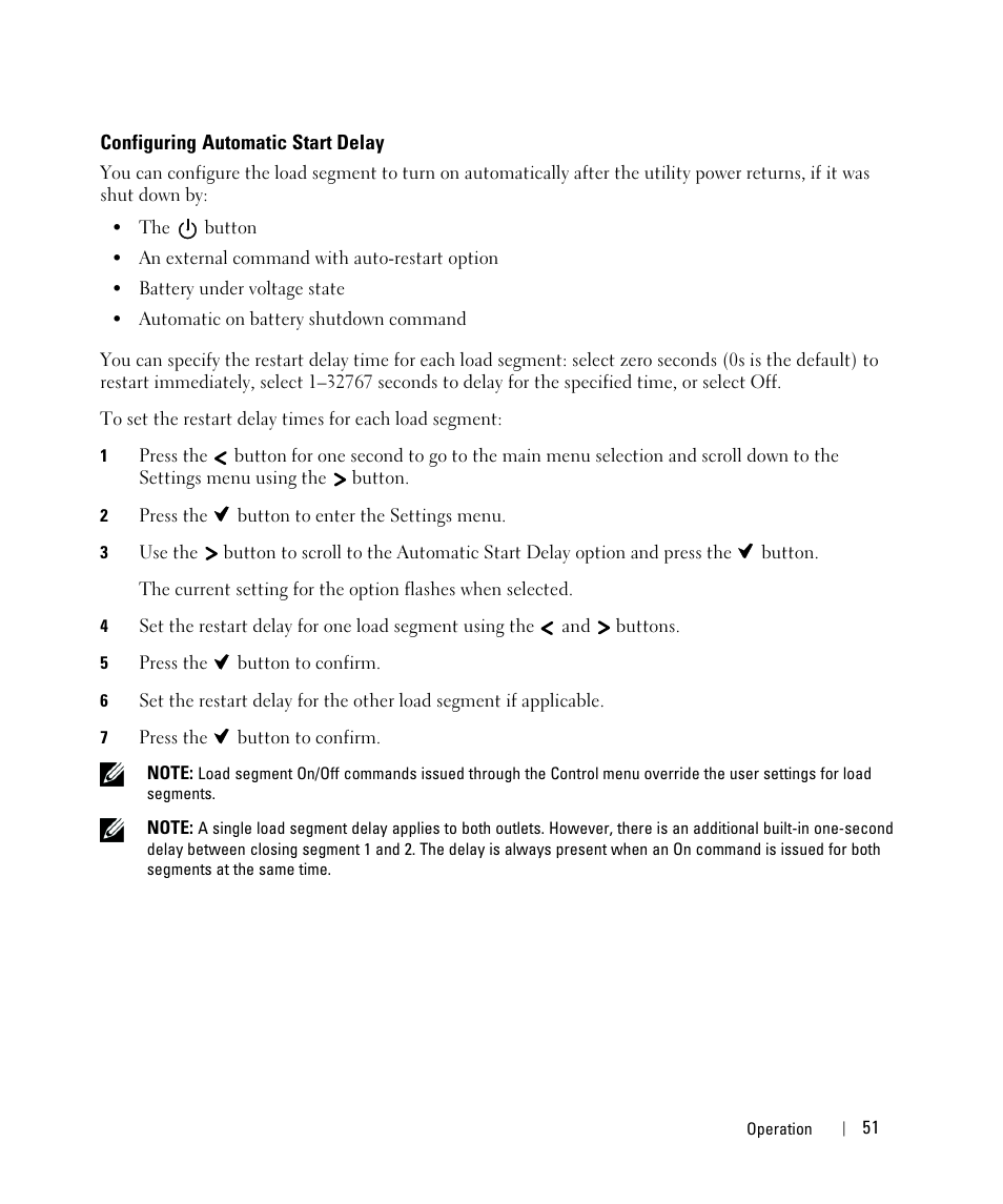 Configuring automatic start delay | Dell UPS 4200R User Manual | Page 31 / 52