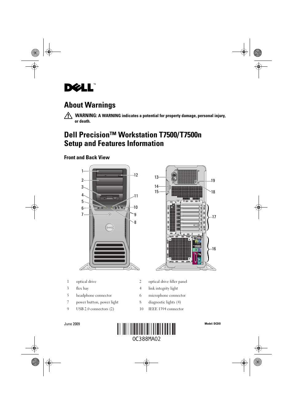 Dell Precision T7500 (Early 2009) User Manual | 8 pages