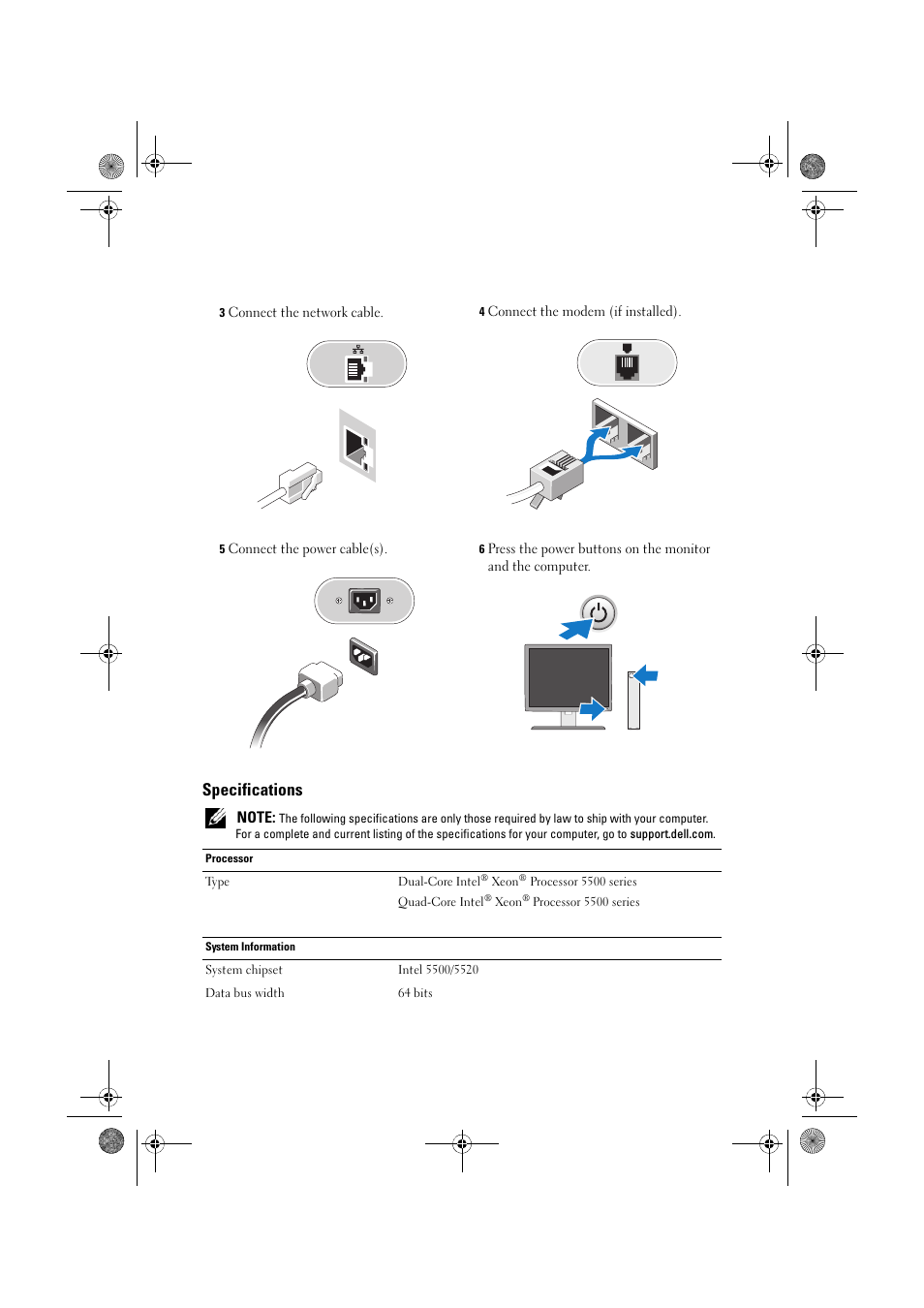 Specifications | Dell Precision T7500 (Early 2009) User Manual | Page 5 / 8