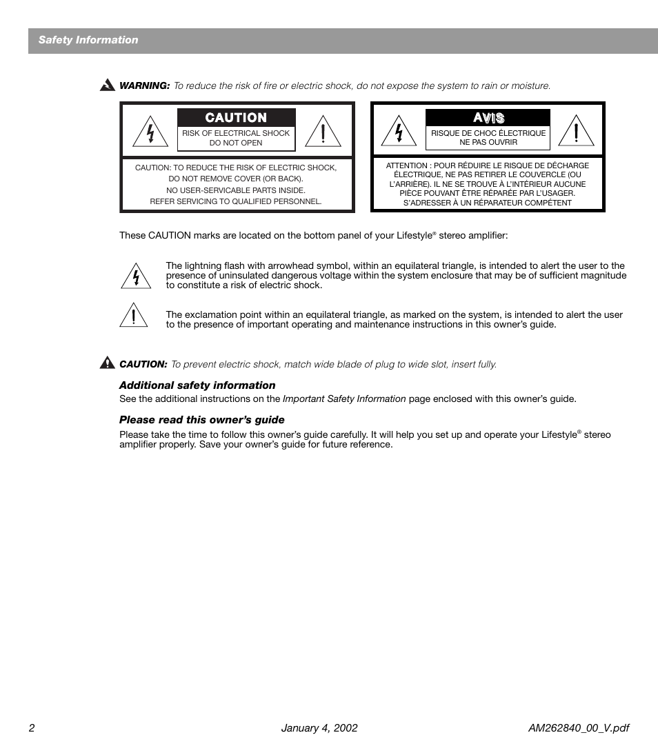 Bose AM262840 User Manual | Page 2 / 22