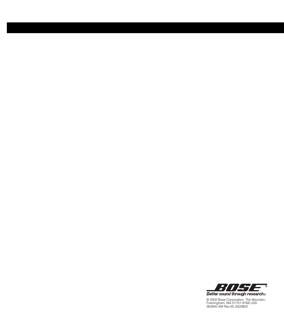 Bose AM262840 User Manual | Page 22 / 22