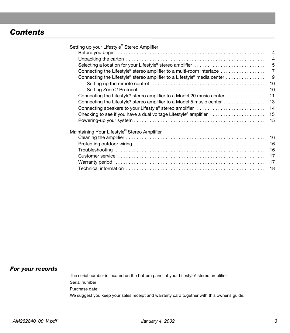 Bose AM262840 User Manual | Page 5 / 22