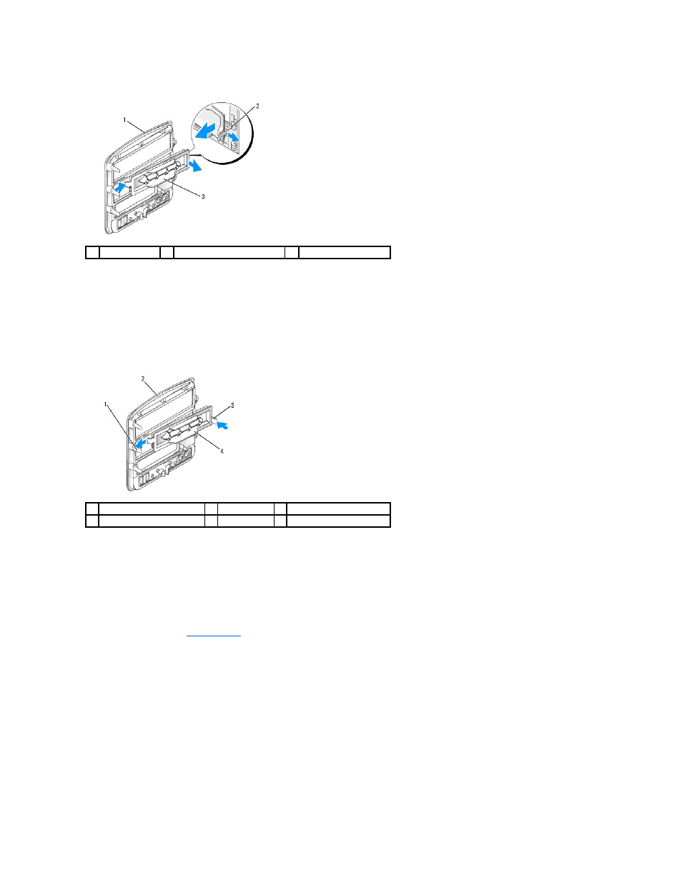 Removing the drive-panel insert, Installing the drive-panel insert, Installing the drive panel | Dell Dimension E521 User Manual | Page 25 / 63