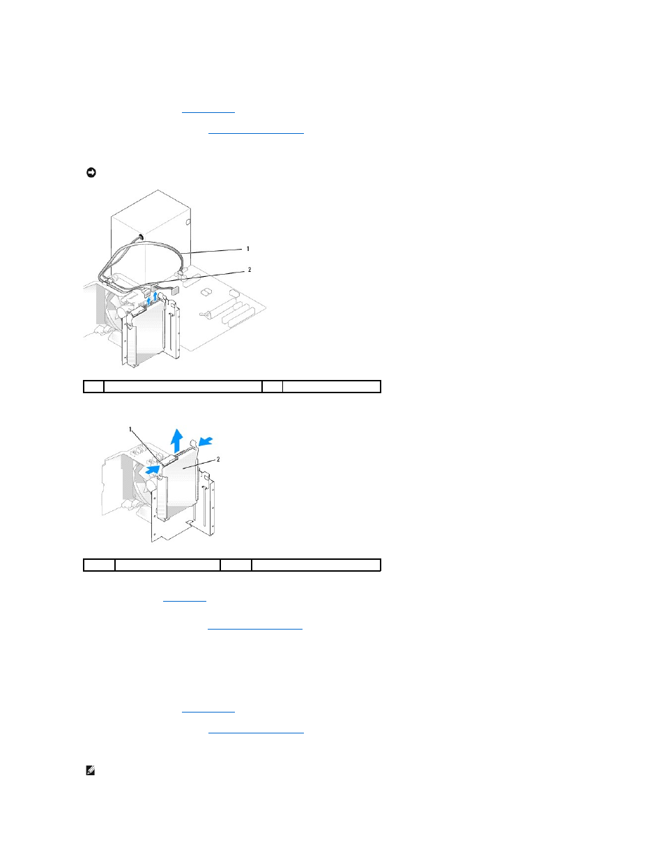 Removing a hard drive, Installing a hard drive | Dell Dimension E521 User Manual | Page 28 / 63