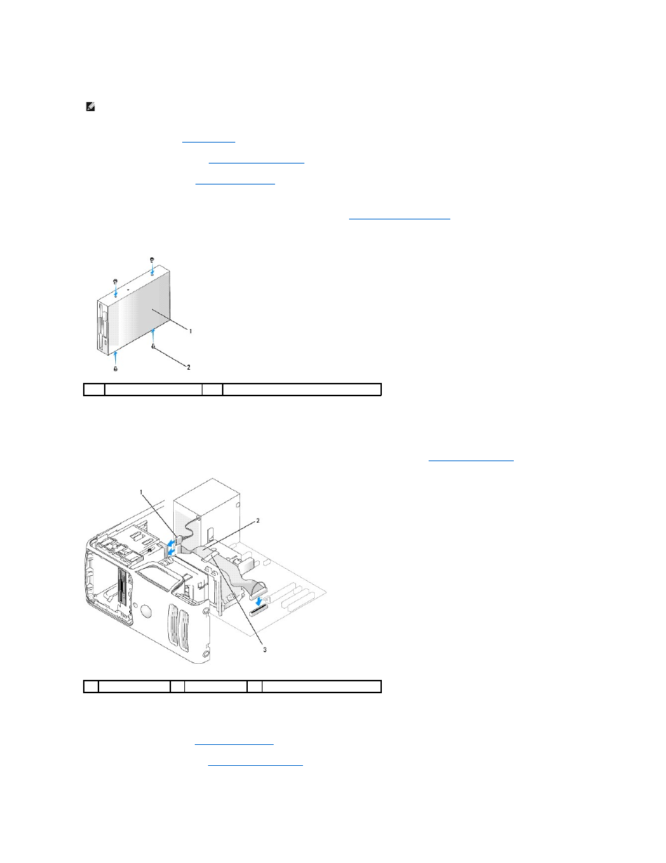 Installing a floppy drive | Dell Dimension E521 User Manual | Page 32 / 63