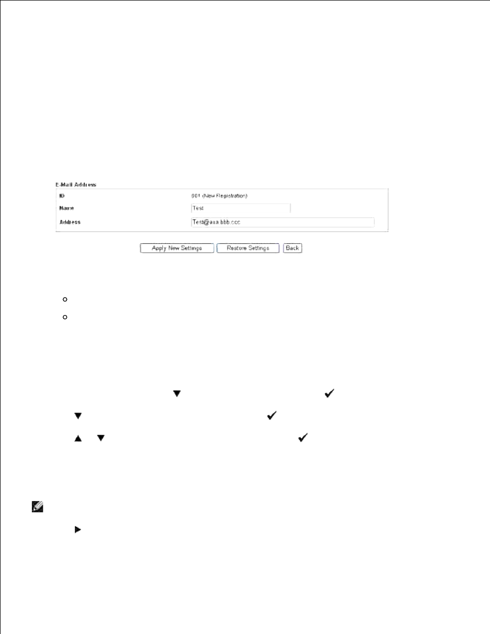 Registering a new user, Start to send e-mail with the scanned file | Dell 3115cn Color Laser Printer User Manual | Page 317 / 634