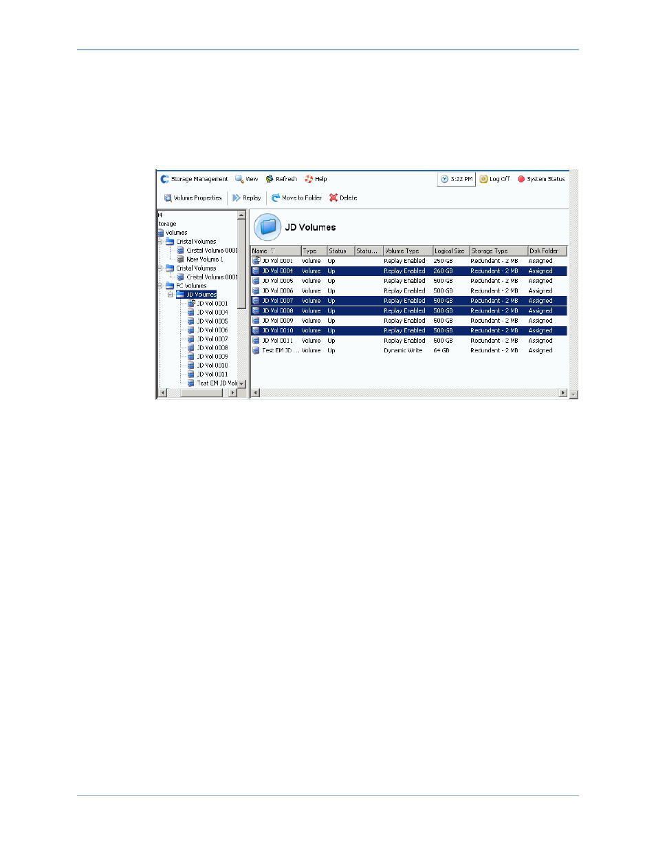 Viewing multiple volume properties | Dell Compellent Series 40 User Manual | Page 115 / 448