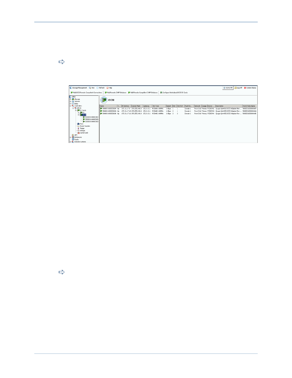 Viewing iscsi cards, Viewing iscsi folders | Dell Compellent Series 40 User Manual | Page 167 / 448