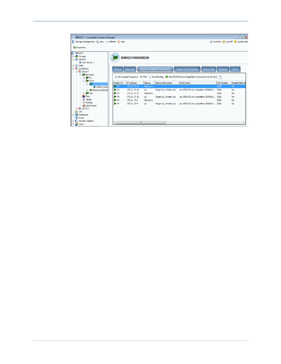 Changing advanced remote connection properties, Deleting iscsi remote connections, Changing advanced | Dell Compellent Series 40 User Manual | Page 186 / 448
