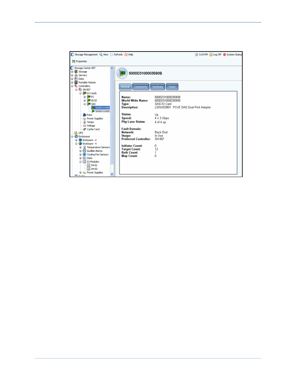 Viewing sas general io card information | Dell Compellent Series 40 User Manual | Page 199 / 448