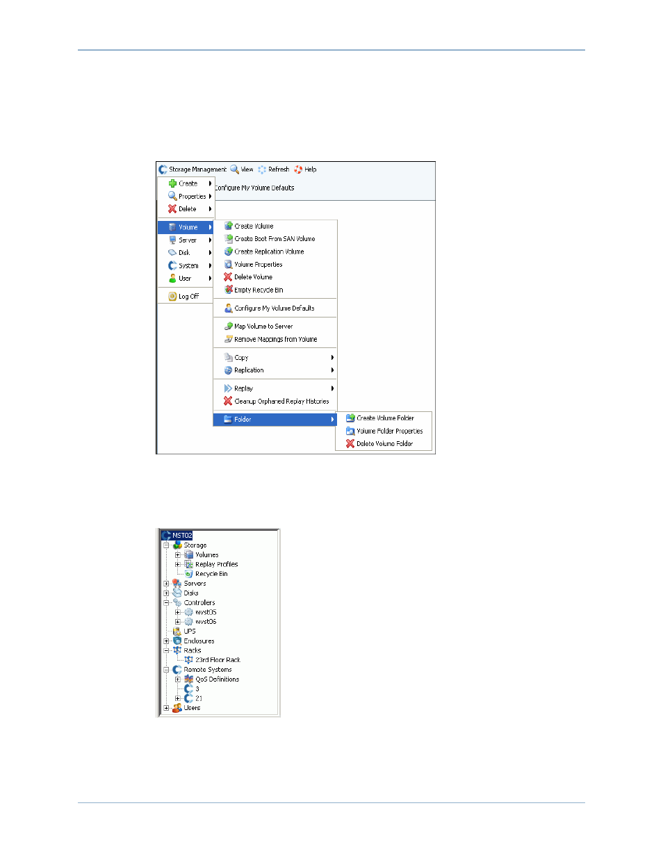 Navigation, Storage management menu, System tree | Dell Compellent Series 40 User Manual | Page 20 / 448