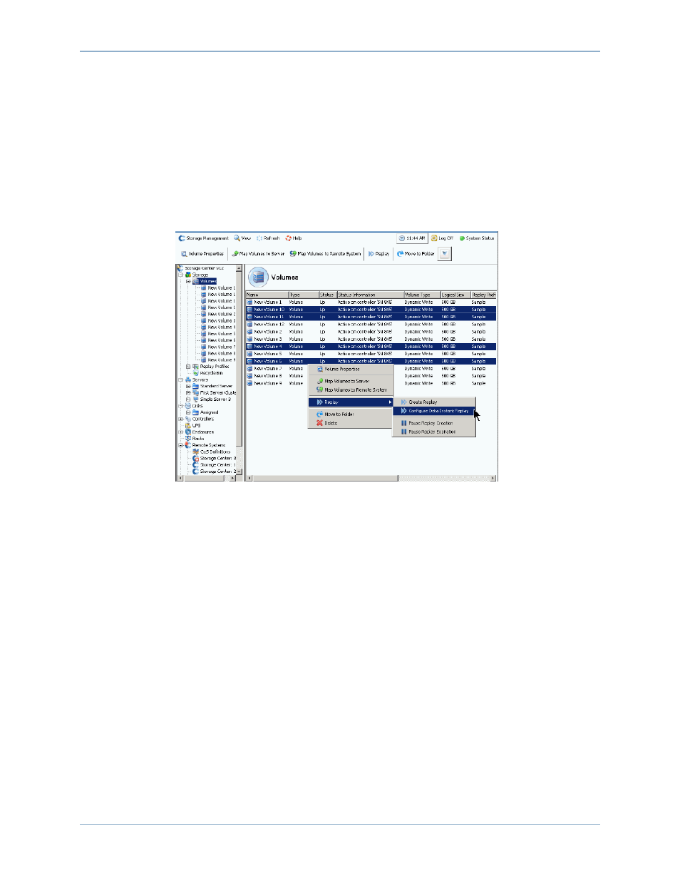 Viewing volumes attached to a replay profile, Changing profiles attached to selected volumes | Dell Compellent Series 40 User Manual | Page 298 / 448