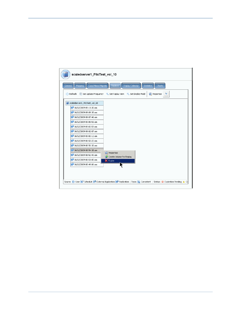 Expiring a replay explicitly, Expiring a replay | Dell Compellent Series 40 User Manual | Page 320 / 448