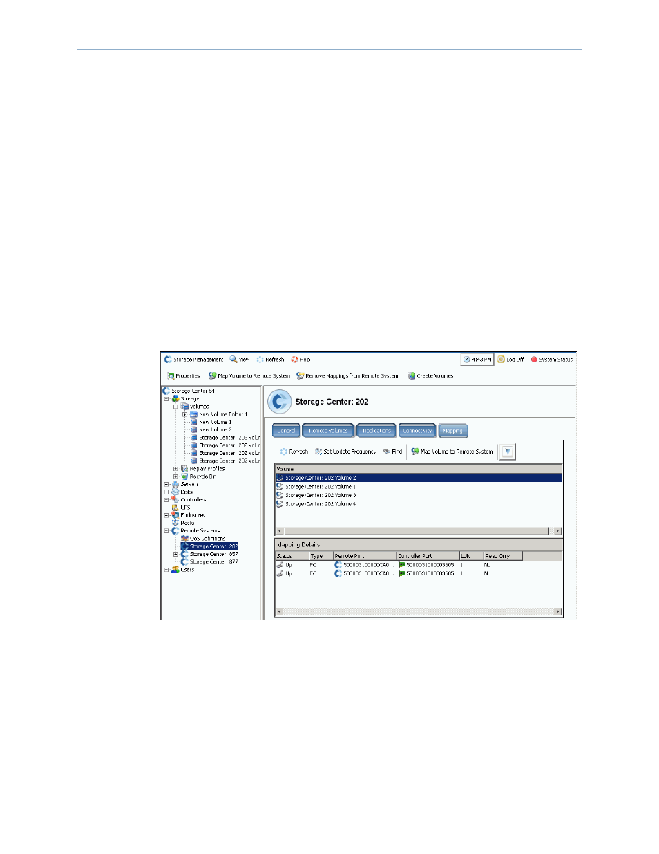 Mapping an existing volume to a remote system, Viewing mapping properties of remote system | Dell Compellent Series 40 User Manual | Page 347 / 448