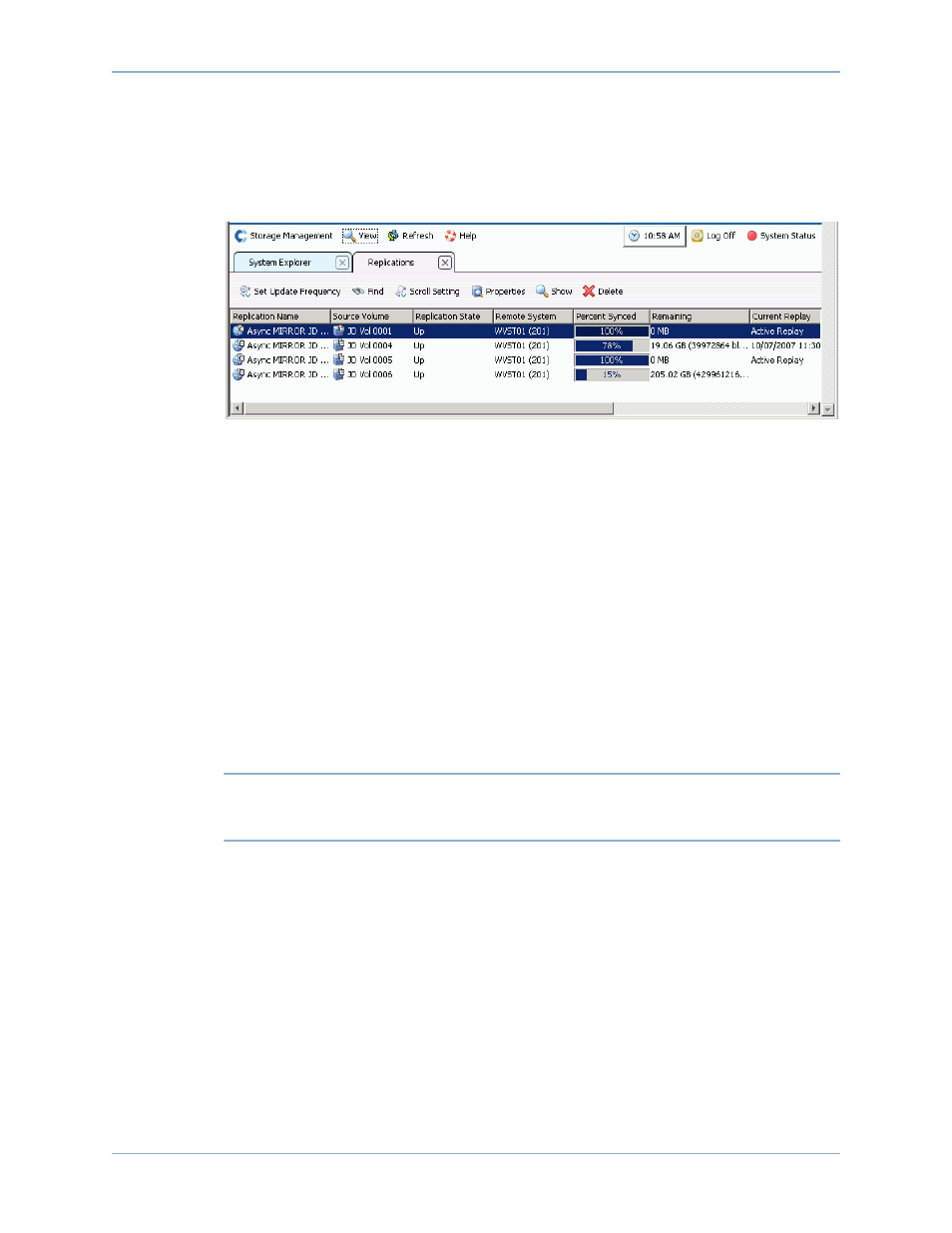 Viewing replications, Viewing asynchronous replications | Dell Compellent Series 40 User Manual | Page 354 / 448