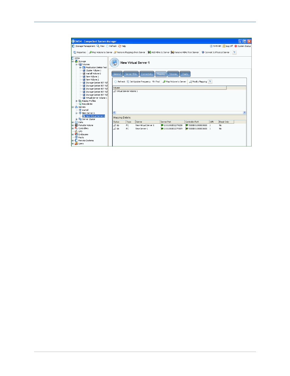Viewing advanced mapping details, Viewing volumes mapped to a server | Dell Compellent Series 40 User Manual | Page 67 / 448