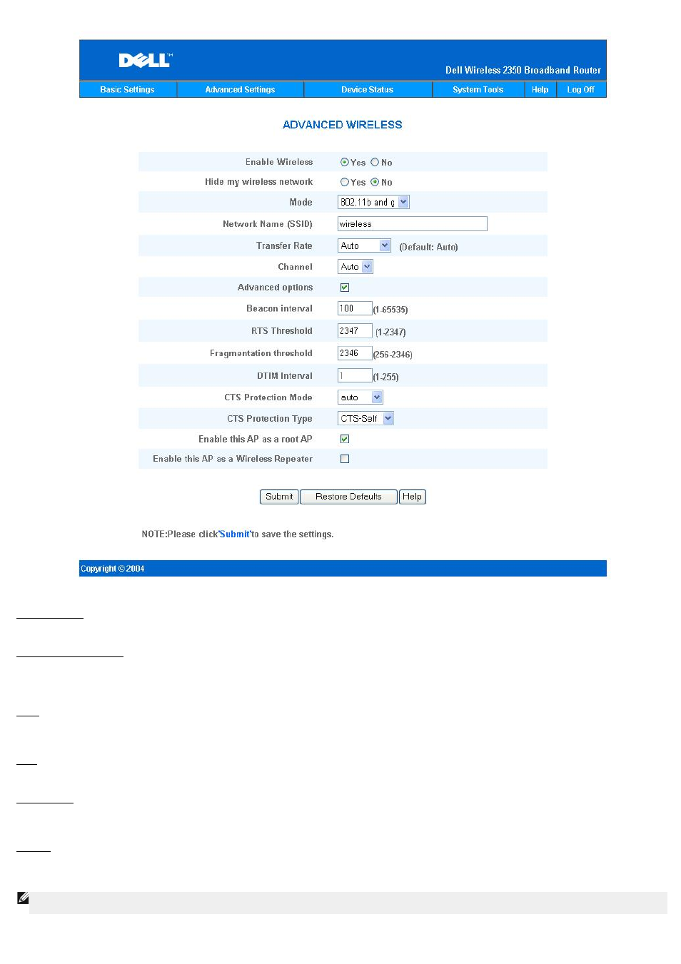 Dell 2350 Wireless Broadband Router User Manual | Page 104 / 211