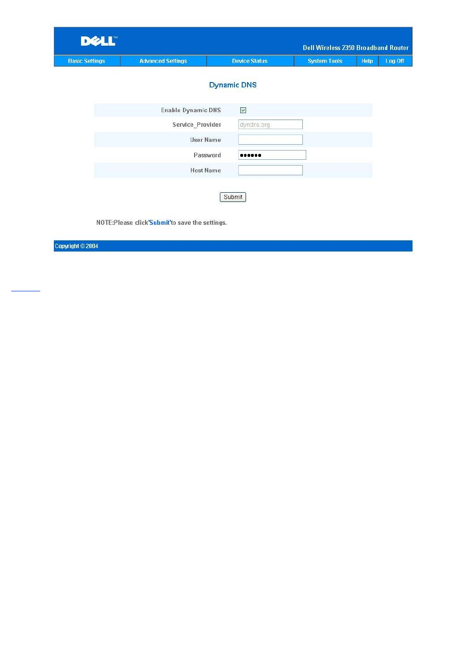 Access control settings | Dell 2350 Wireless Broadband Router User Manual | Page 108 / 211