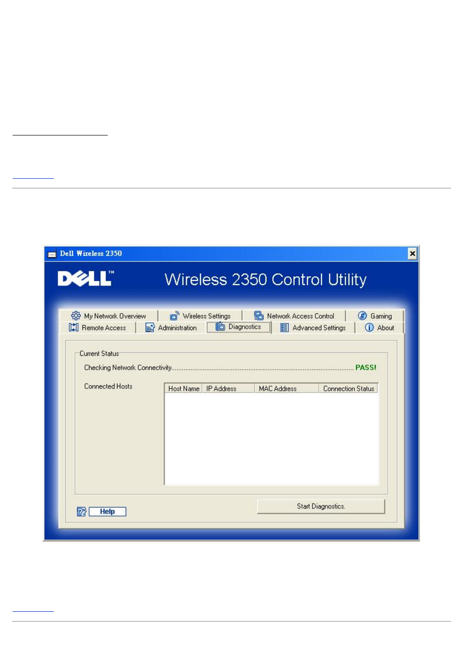 Diagnostics | Dell 2350 Wireless Broadband Router User Manual | Page 124 / 211