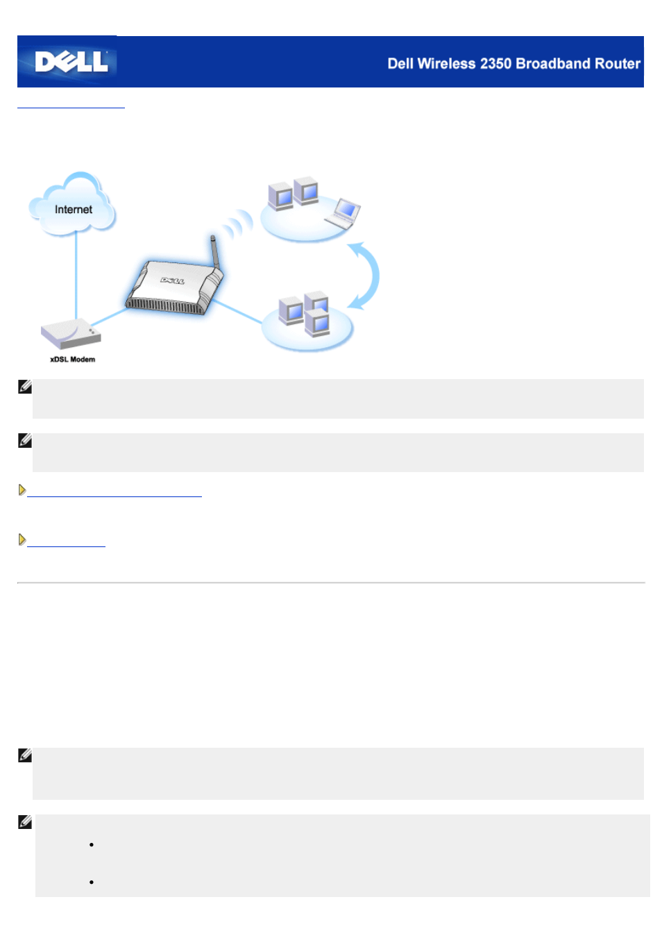 Dsl modem connection, Dsl without pppoe - standard setup | Dell 2350 Wireless Broadband Router User Manual | Page 14 / 211