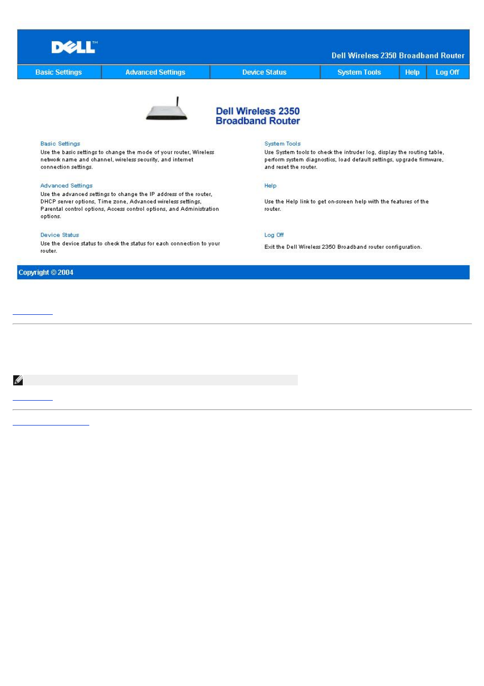 Log off | Dell 2350 Wireless Broadband Router User Manual | Page 147 / 211