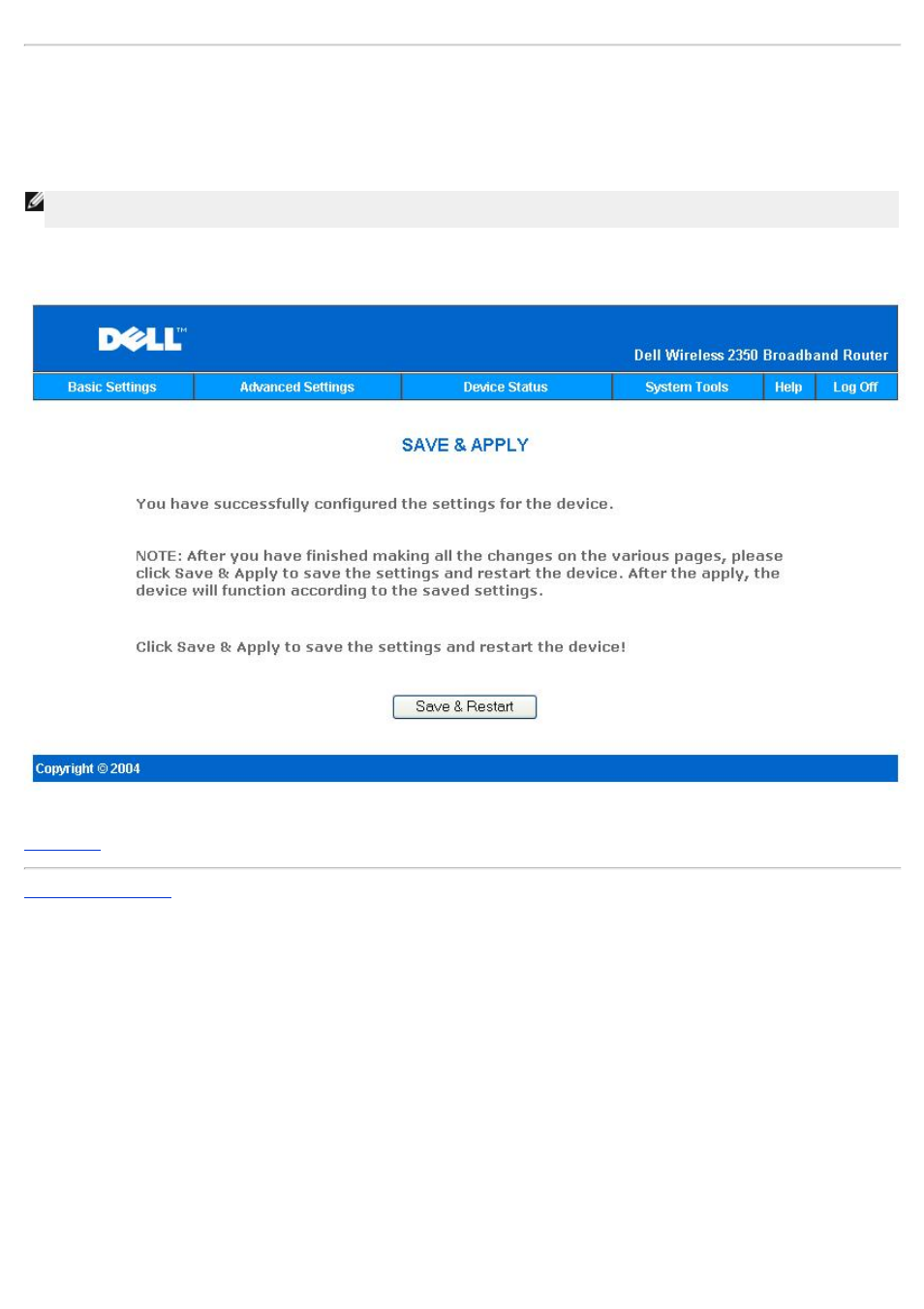 Save & apply | Dell 2350 Wireless Broadband Router User Manual | Page 154 / 211