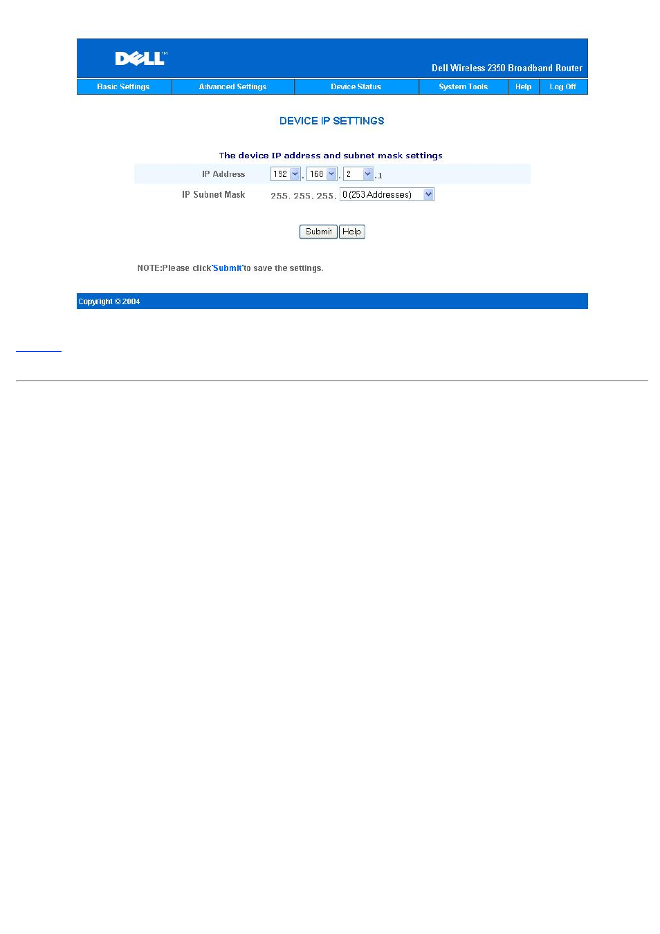 Dhcp server settings | Dell 2350 Wireless Broadband Router User Manual | Page 156 / 211