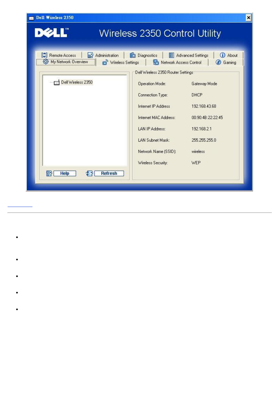 Wireless settings, Wireless settings wep | Dell 2350 Wireless Broadband Router User Manual | Page 182 / 211