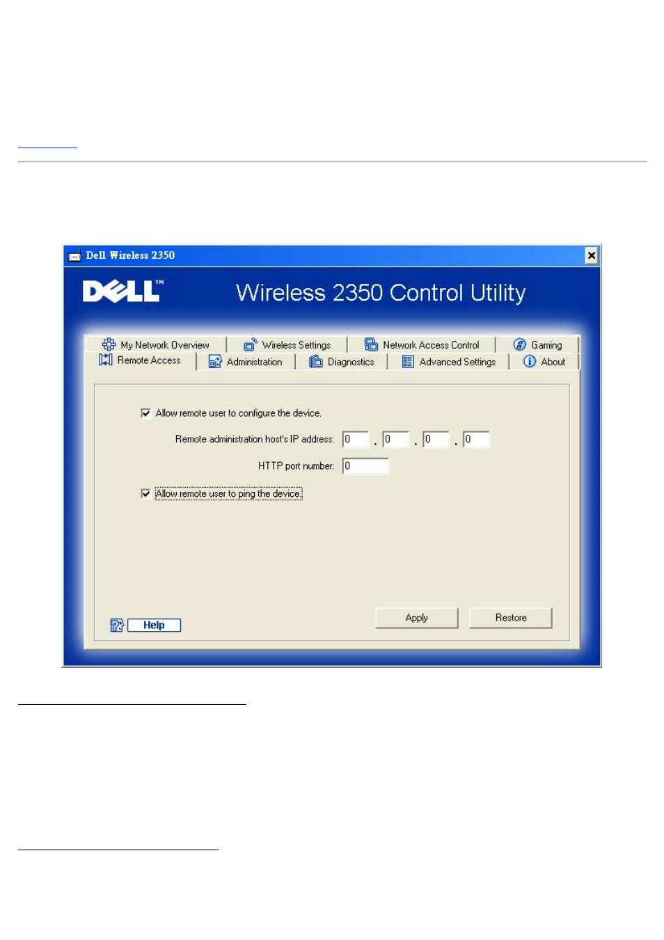 Remote access | Dell 2350 Wireless Broadband Router User Manual | Page 188 / 211
