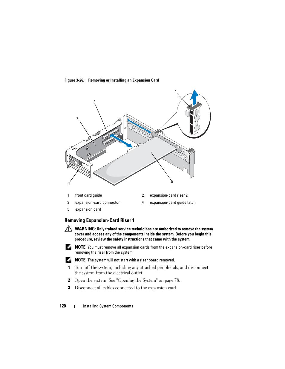 Removing expansion-card riser 1 | Dell PowerVault NX3000 User Manual | Page 120 / 200