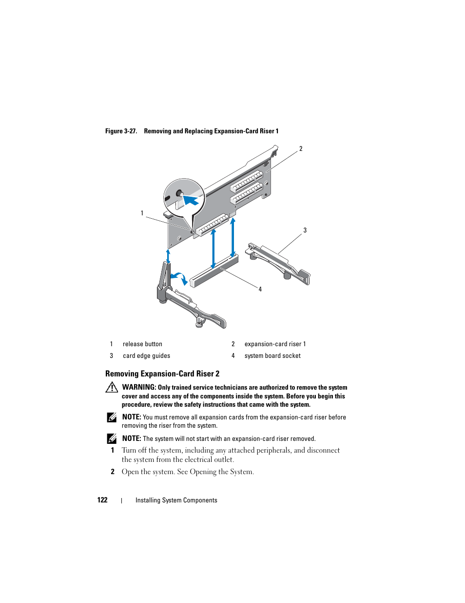 Removing expansion-card riser 2 | Dell PowerVault NX3000 User Manual | Page 122 / 200