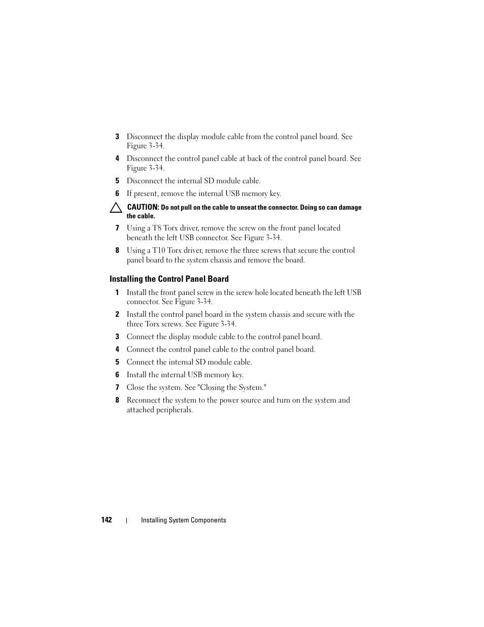 Installing the control panel board | Dell PowerVault NX3000 User Manual | Page 142 / 200