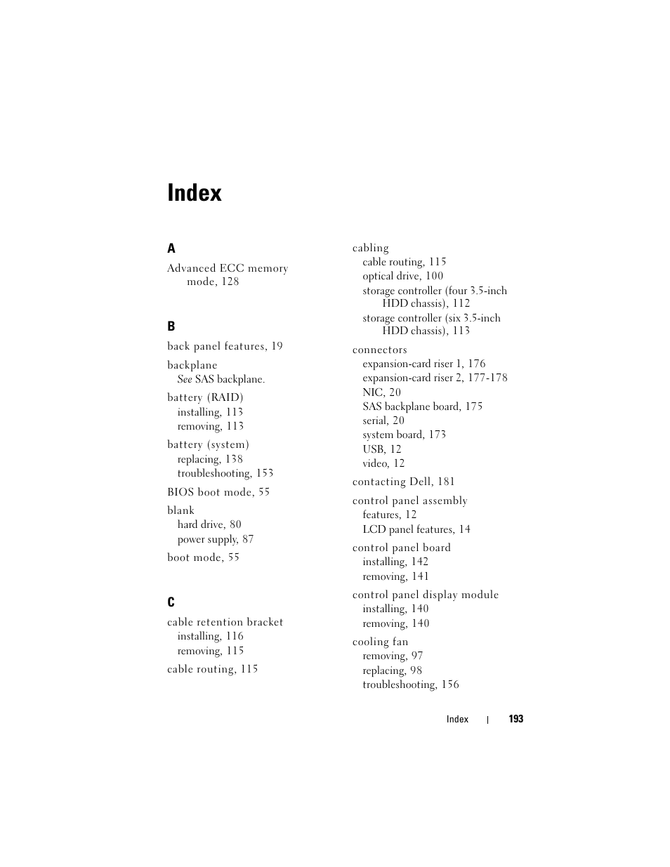 Index | Dell PowerVault NX3000 User Manual | Page 193 / 200