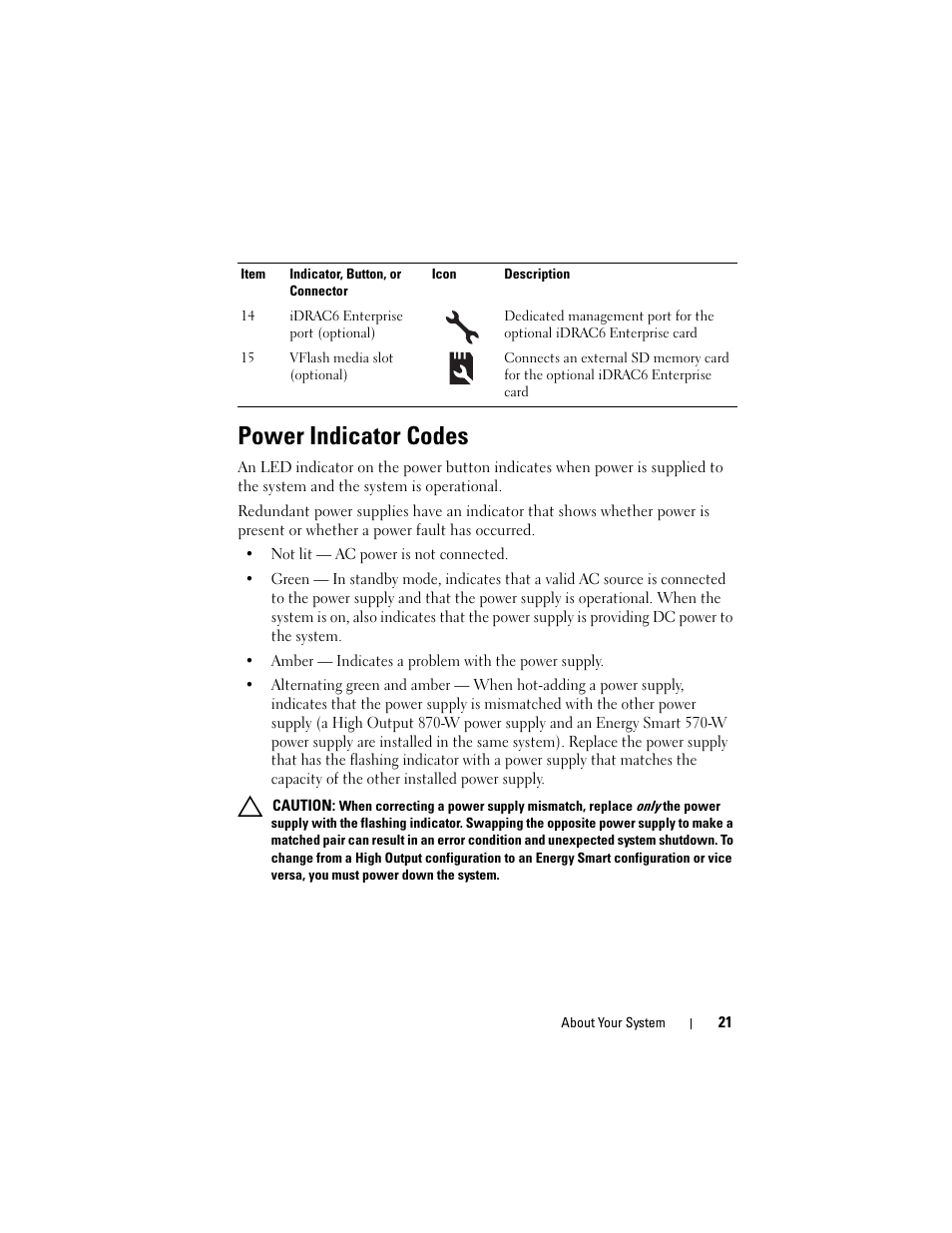 Power indicator codes | Dell PowerVault NX3000 User Manual | Page 21 / 200