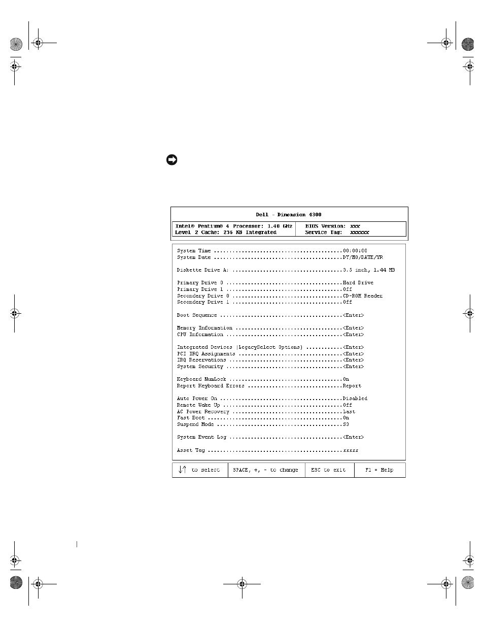 Standard settings | Dell Dimension 4300 User Manual | Page 94 / 150