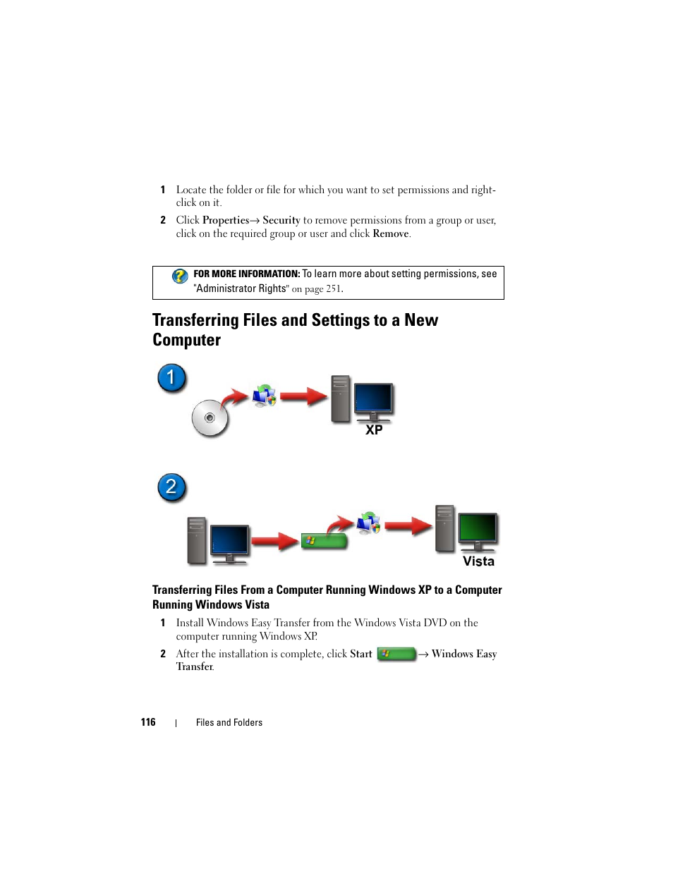 Transferring files and settings to a new computer | Dell Studio 1749 (Early 2010) User Manual | Page 116 / 354
