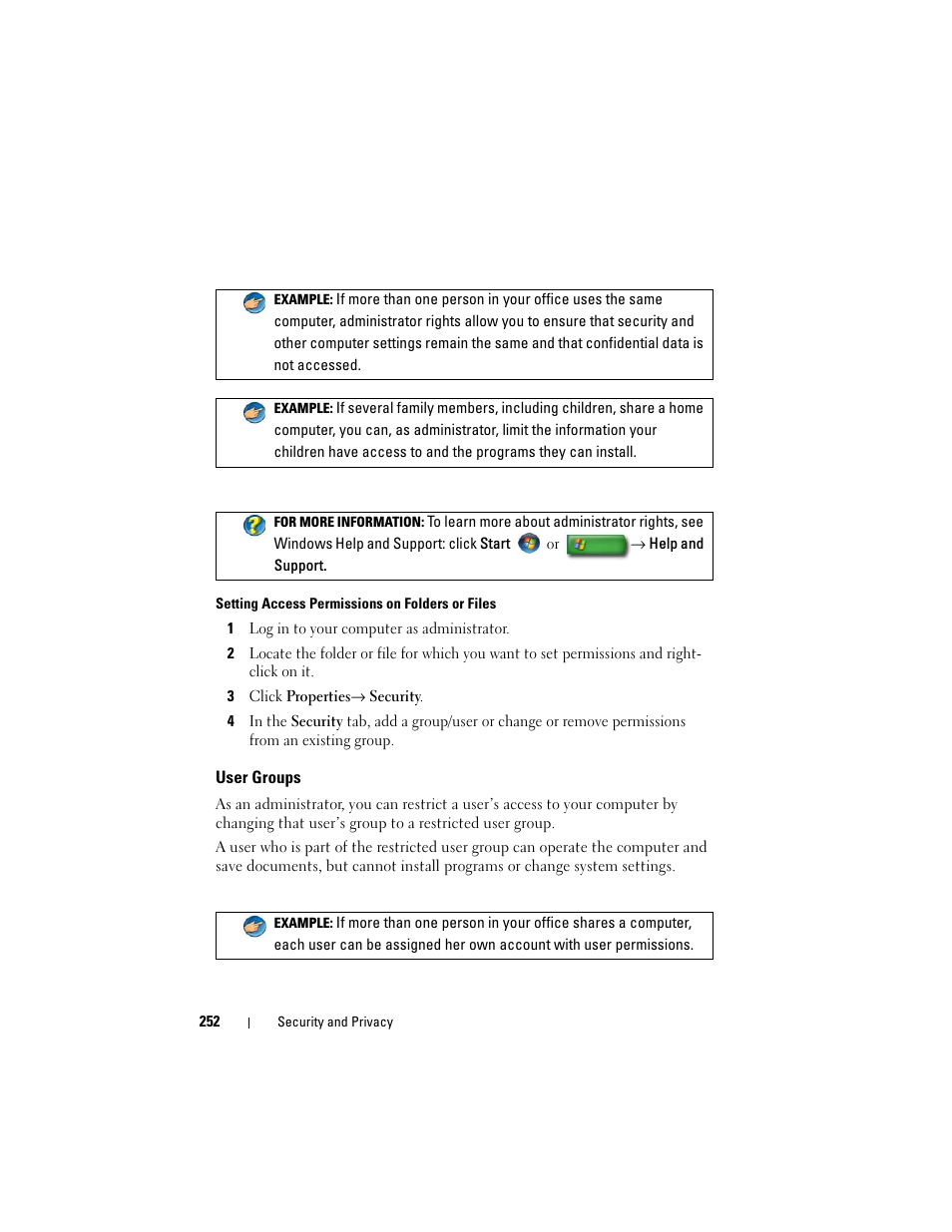 User groups | Dell Studio 1749 (Early 2010) User Manual | Page 252 / 354
