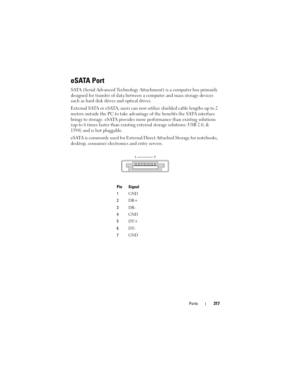 Esata port | Dell Studio 1749 (Early 2010) User Manual | Page 317 / 354